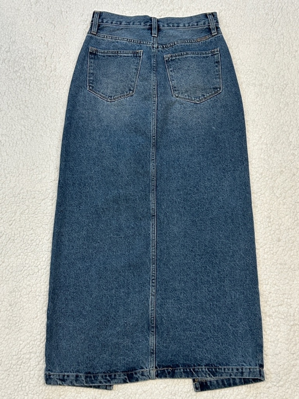 KanCan Pixie 90s Denim Maxi Skirt size Small Medium Wash Western Boho Festival - Picture 2 of 13